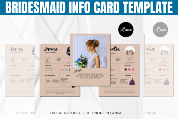 Bridesmaid Info Card Canva Template