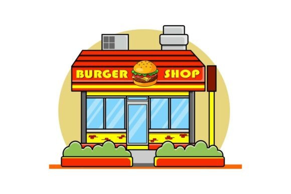 Burger Shop and Inviting Restaurant: A Practical Vector Icon for Modern Food Branding
