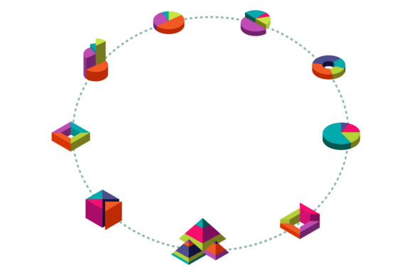 Business Statistics Concept. Round Frame: A Visual Framework for Data Clarity
