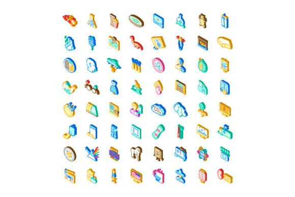 Collection of Isometric Colorful Diverse