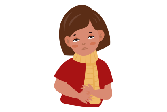 Covid Symptoms: Girl with Sore Throat and Fatigue