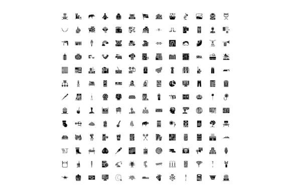 Diverse Black Glyphs Symbols Icons Colle