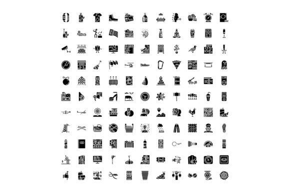 Diverse Vector Glyph Icons for Infograph