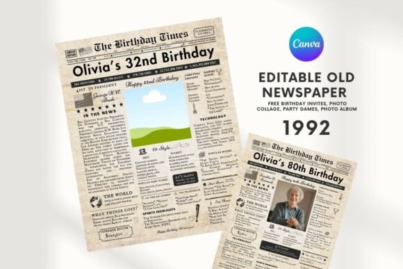 EDITABLE 32 Birthday Newspaper: A Thoughtfully Designed Digital Artifact for Meaningful Milestone Storytelling