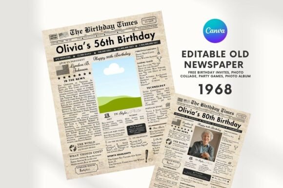 EDITABLE 56 Birthday Newspaper: A Thoughtfully Designed Digital Artifact for Meaningful Milestone Storytelling