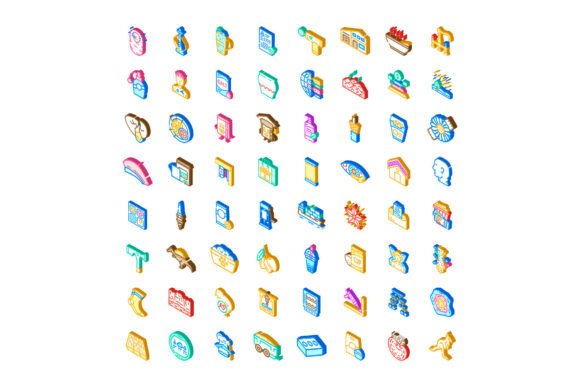 Isometric Vector Icons Set Representing Everyday Ideas