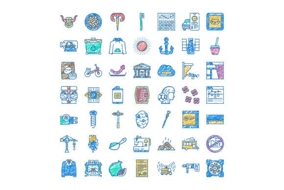 Various Hand Drawn Abstract Doodle Icons