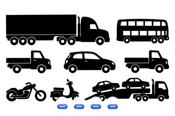 Vehicle Silhouette Clipart Pack